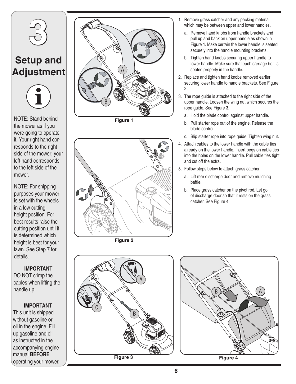 Setup and adjustment | Yard-Man 829 User Manual | Page 6 / 20