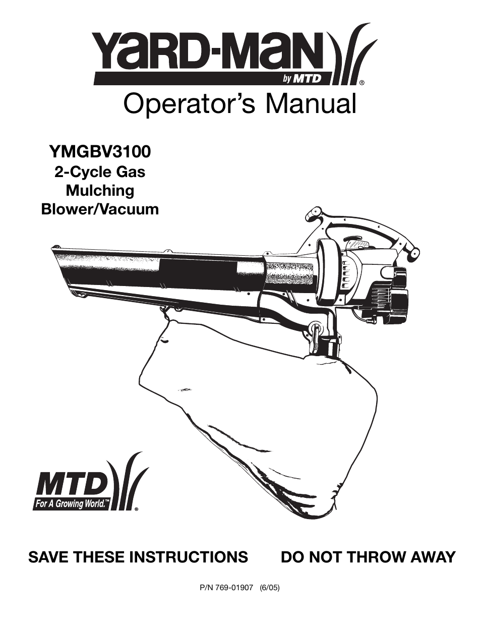 Yard-Man YMGBV3100 User Manual | 72 pages