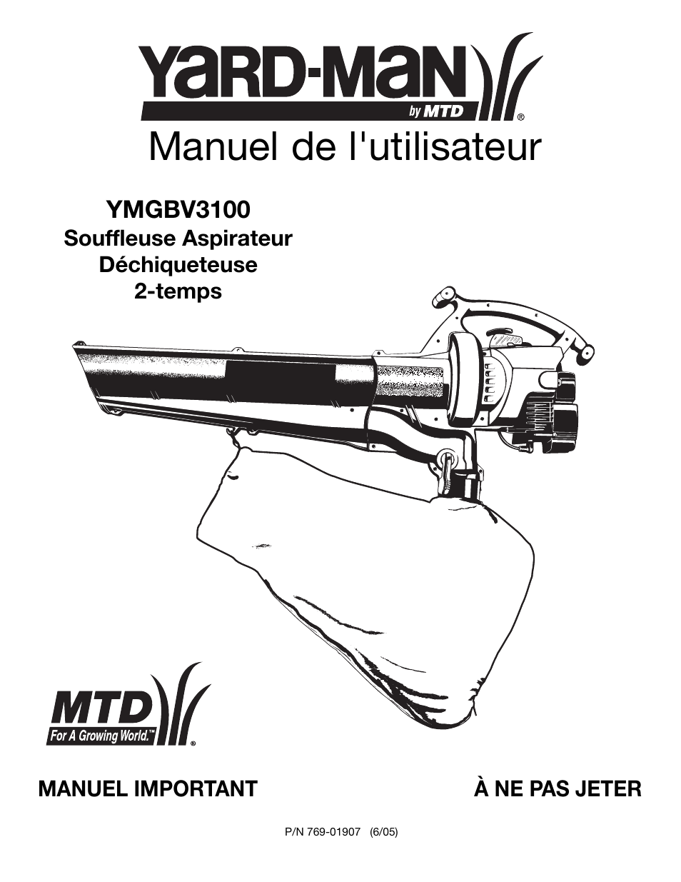 Manuel de l'utilisateur | Yard-Man YMGBV3100 User Manual | Page 25 / 72