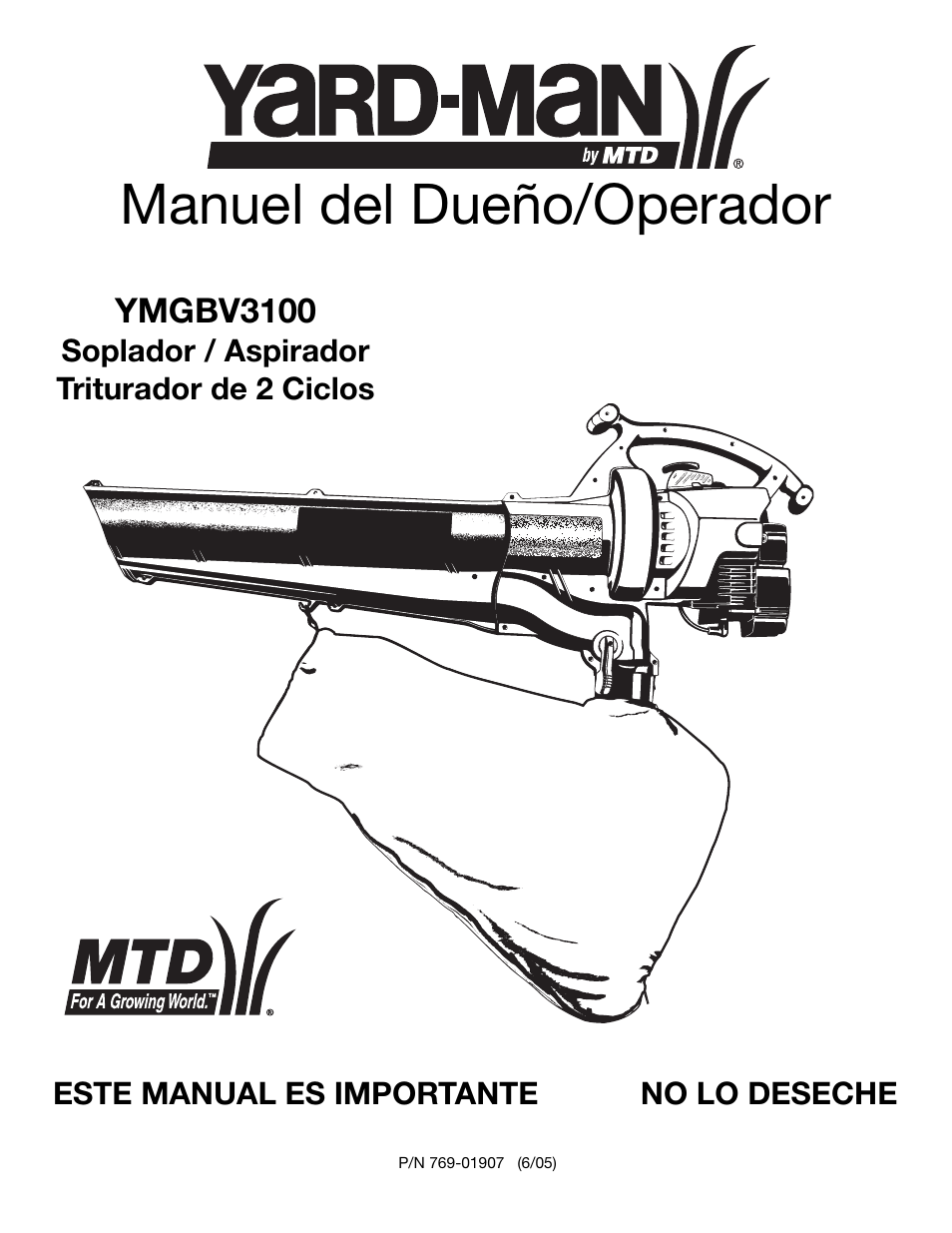 Manuel del dueño/operador | Yard-Man YMGBV3100 User Manual | Page 49 / 72