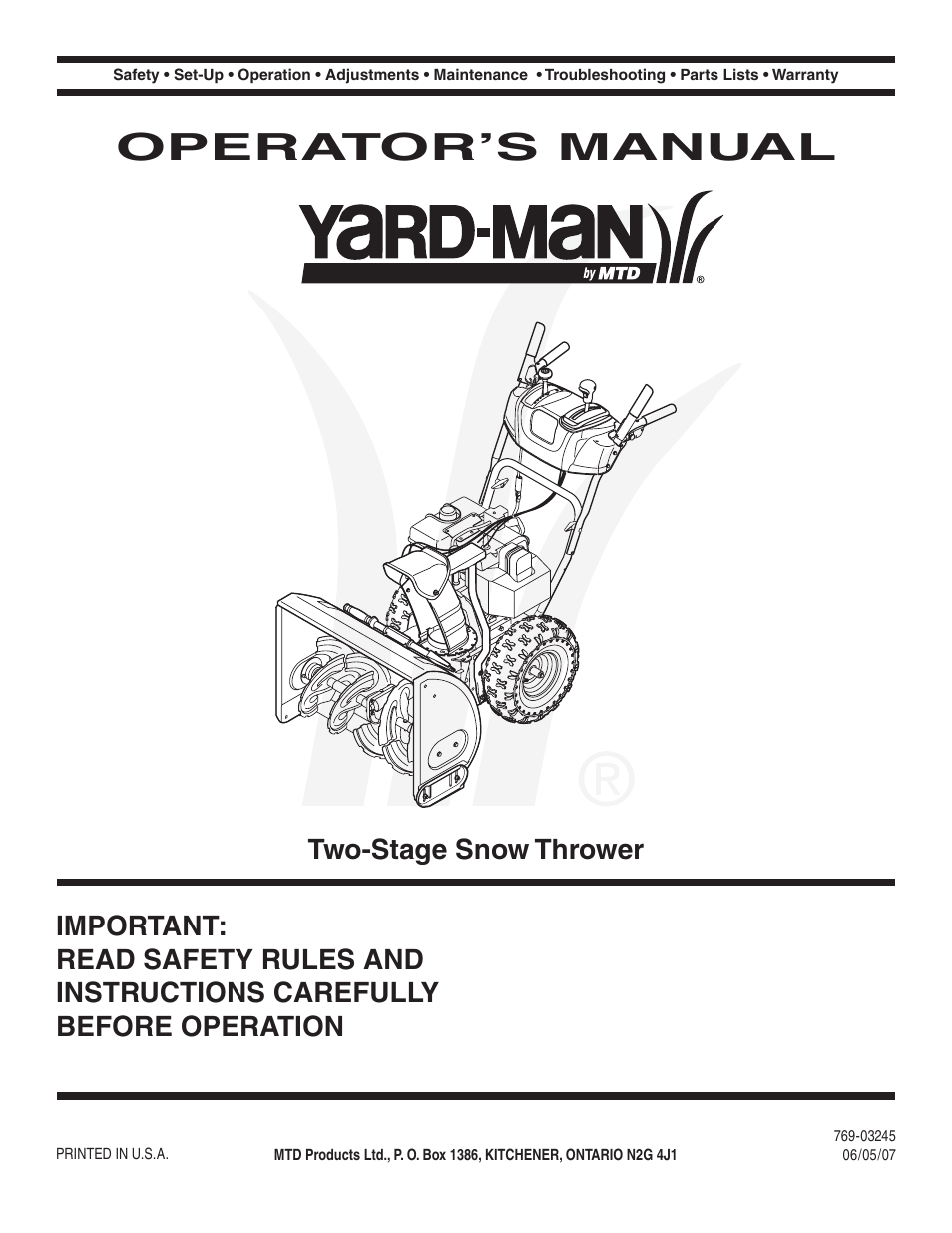 Yard-Man 769-03245 User Manual | 56 pages