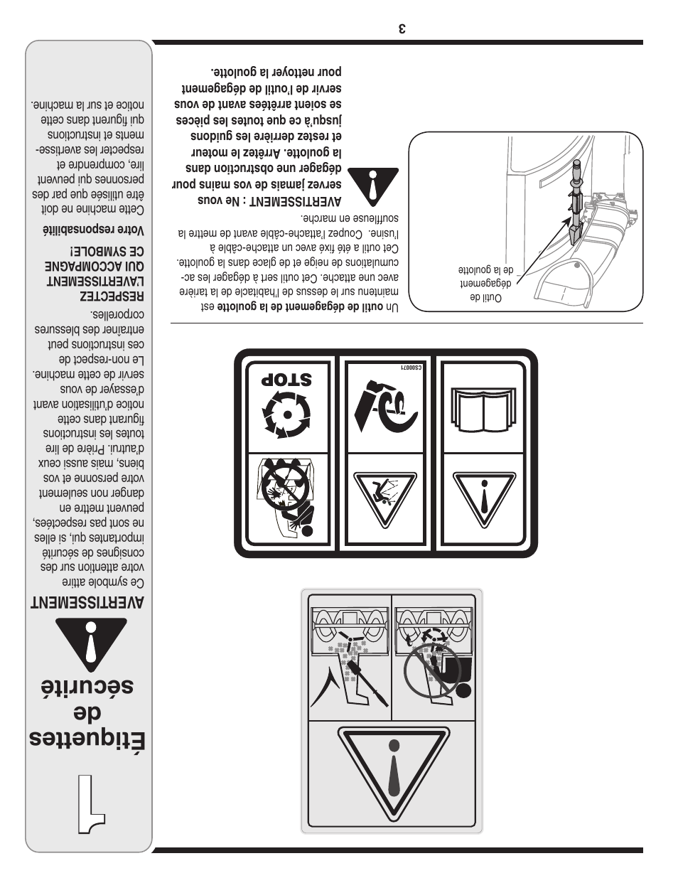 Étiquettes de sécurité, Aver tissement | Yard-Man 769-03245 User Manual | Page 54 / 56