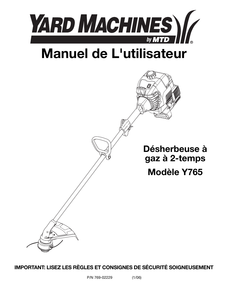 Manuel de l'utilisateur | Yard-Man Y765 User Manual | Page 21 / 64