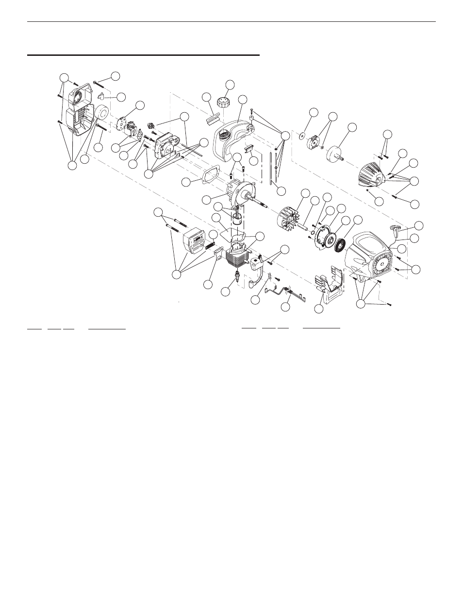 Parts list, Engine parts - model ym25 2-cycle gas trimmer | Yard-Man YM25 User Manual | Page 66 / 68