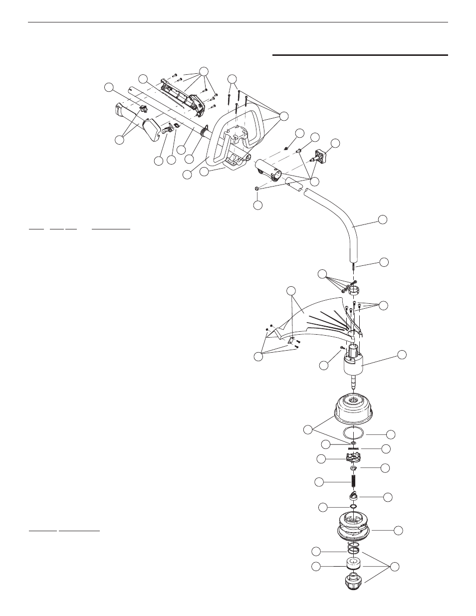Parts list | Yard-Man YM25 User Manual | Page 67 / 68