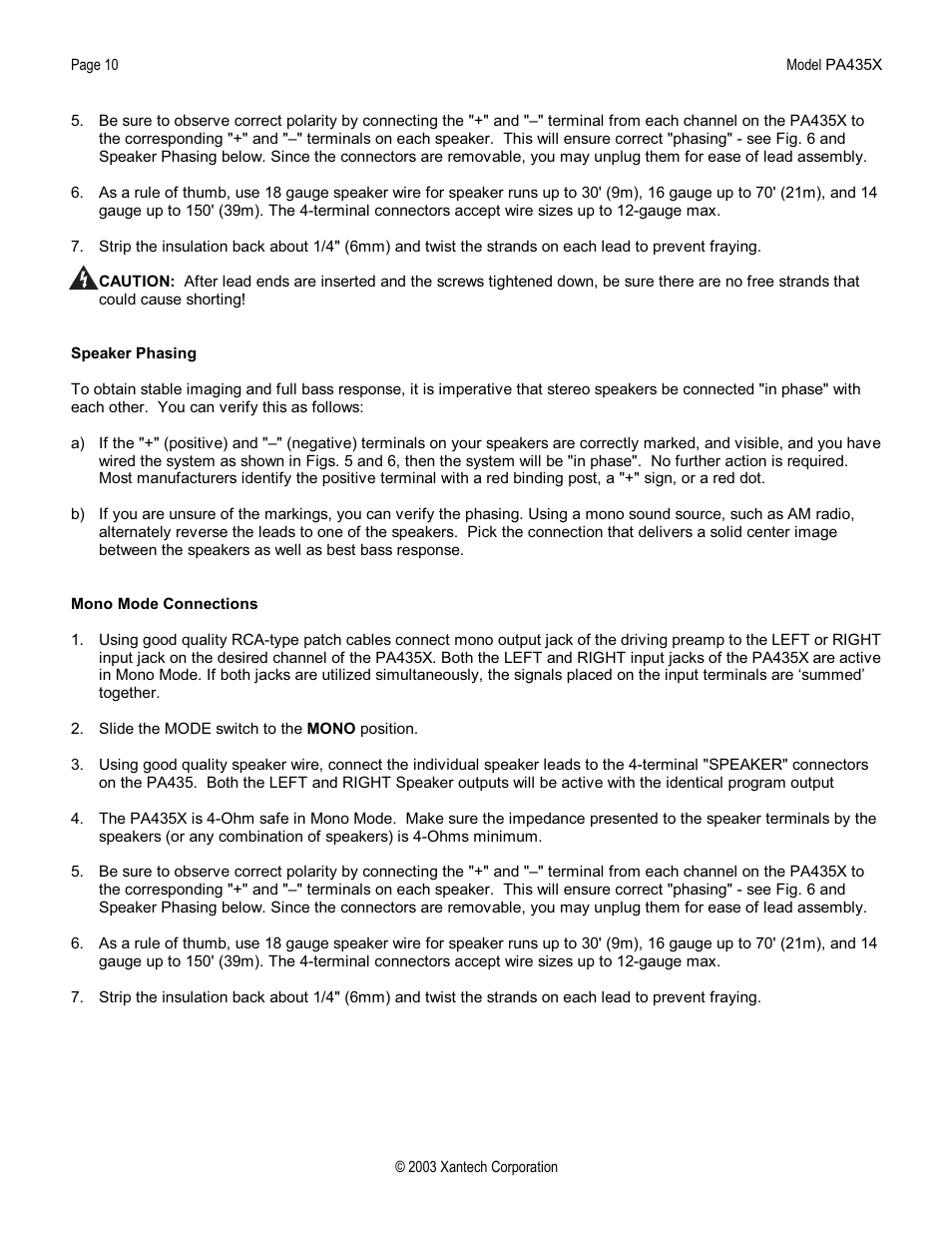 Xantech PA435X User Manual | Page 10 / 20