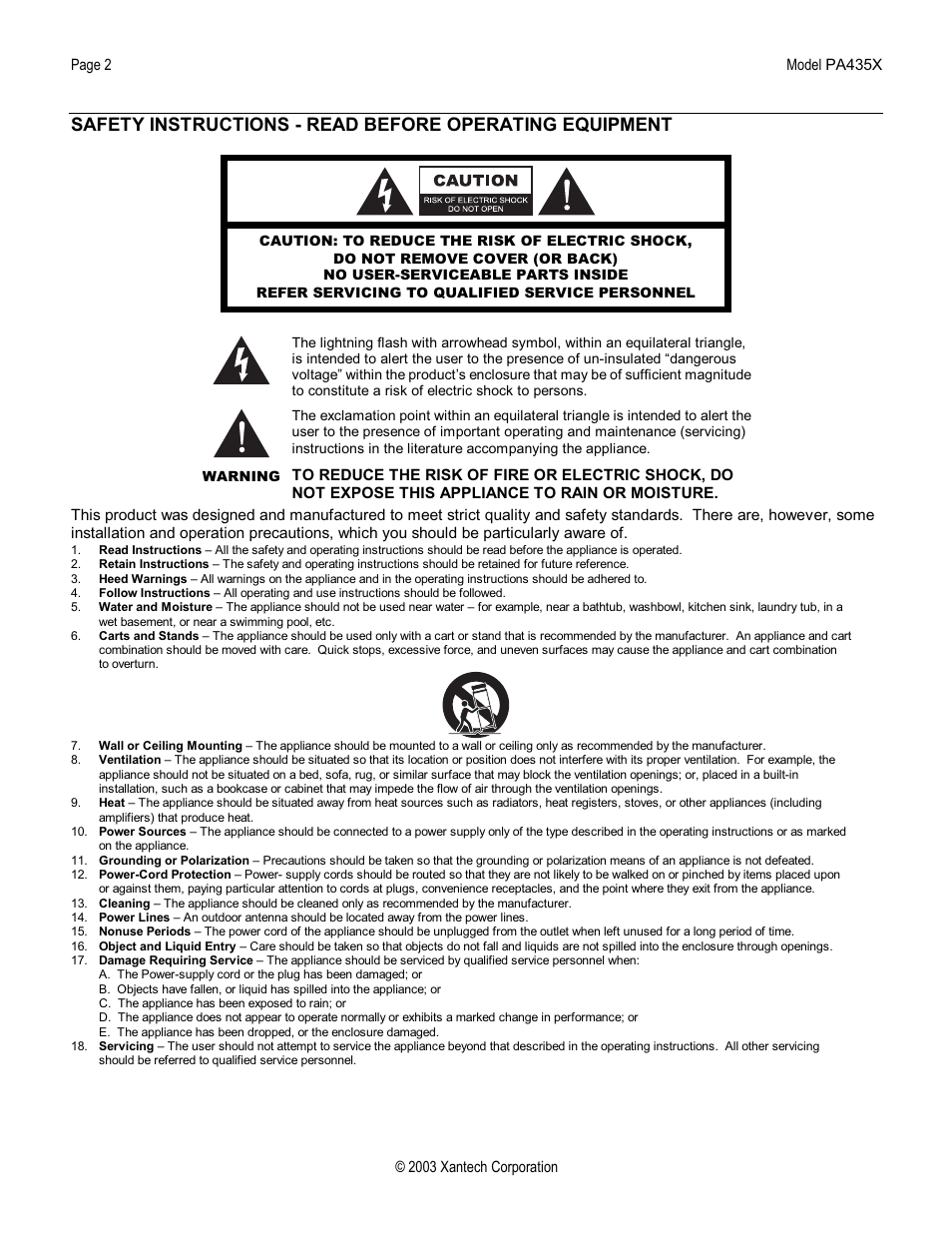 Xantech PA435X User Manual | Page 2 / 20
