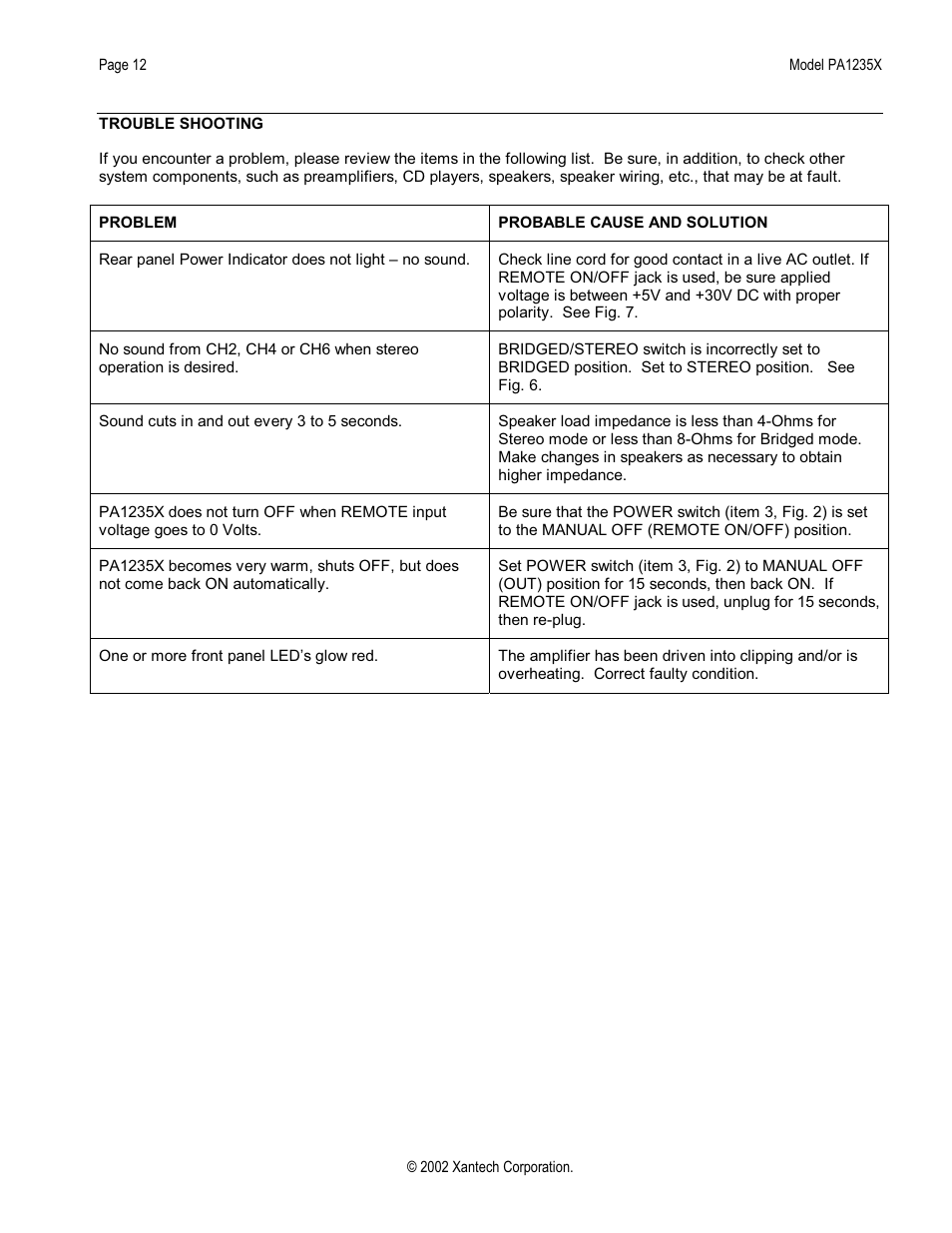 Xantech PA1235X User Manual | Page 12 / 16