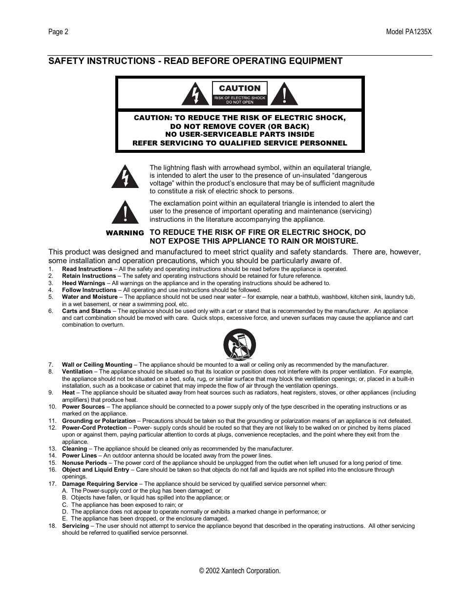 Xantech PA1235X User Manual | Page 2 / 16