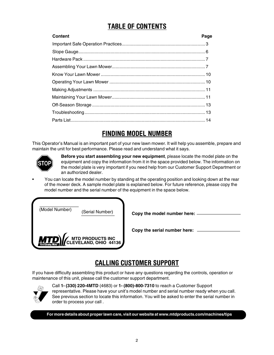 Yard Machines series 20 User Manual | Page 2 / 16