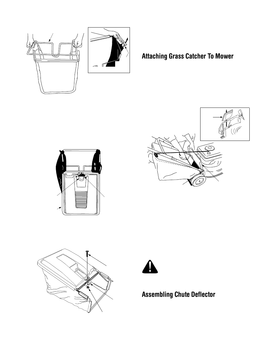 Attaching grass catcher to mower, Assembling chute deflector | Yard Machines 429 User Manual | Page 9 / 20