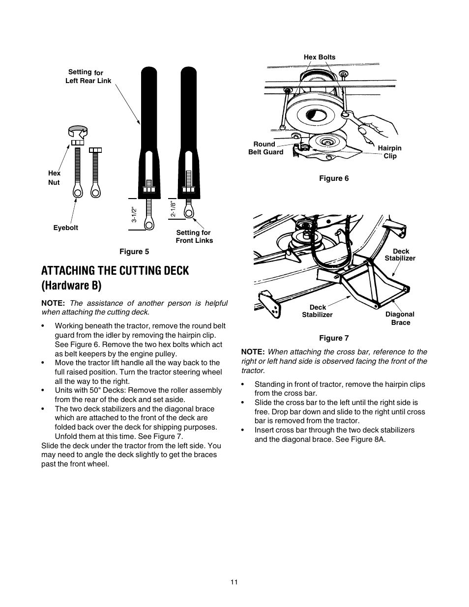 Attaching the cutting deck (hardware b) | Yard Machines 840 Thru 849 User Manual | Page 11 / 28