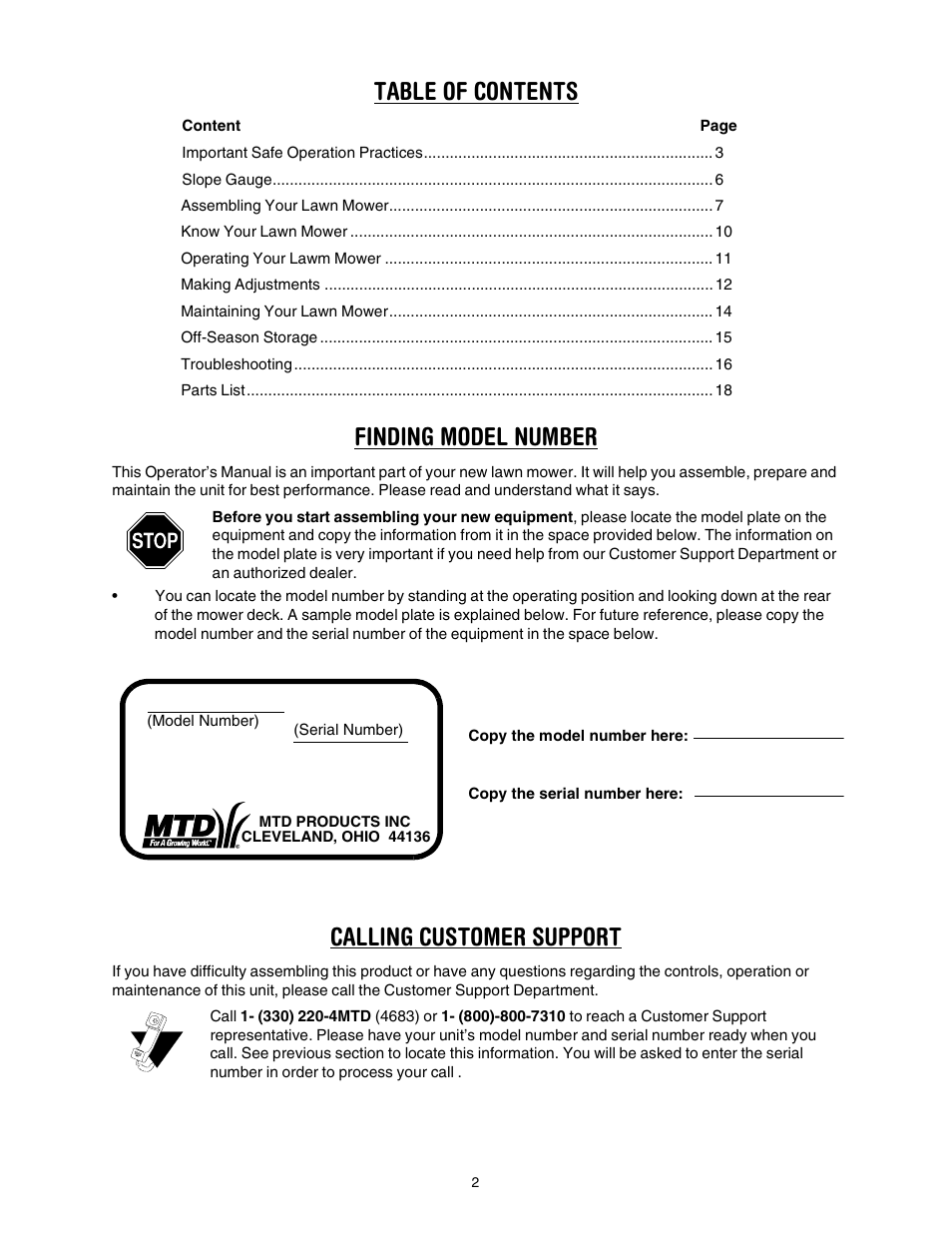 Yard Machines 430 User Manual | Page 2 / 20