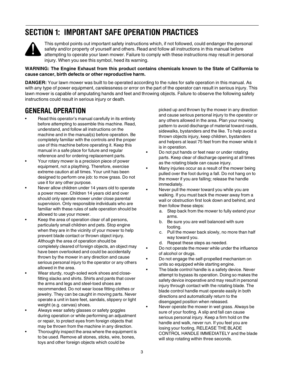 General operation | Yard Machines 430 User Manual | Page 3 / 20
