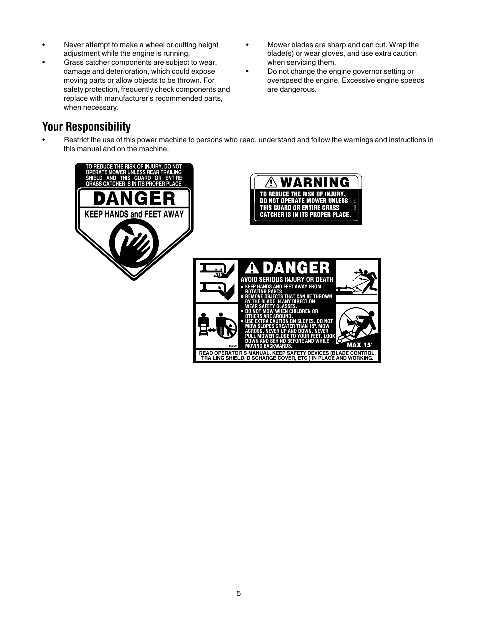 Your responsibility | Yard Machines 430 User Manual | Page 5 / 20