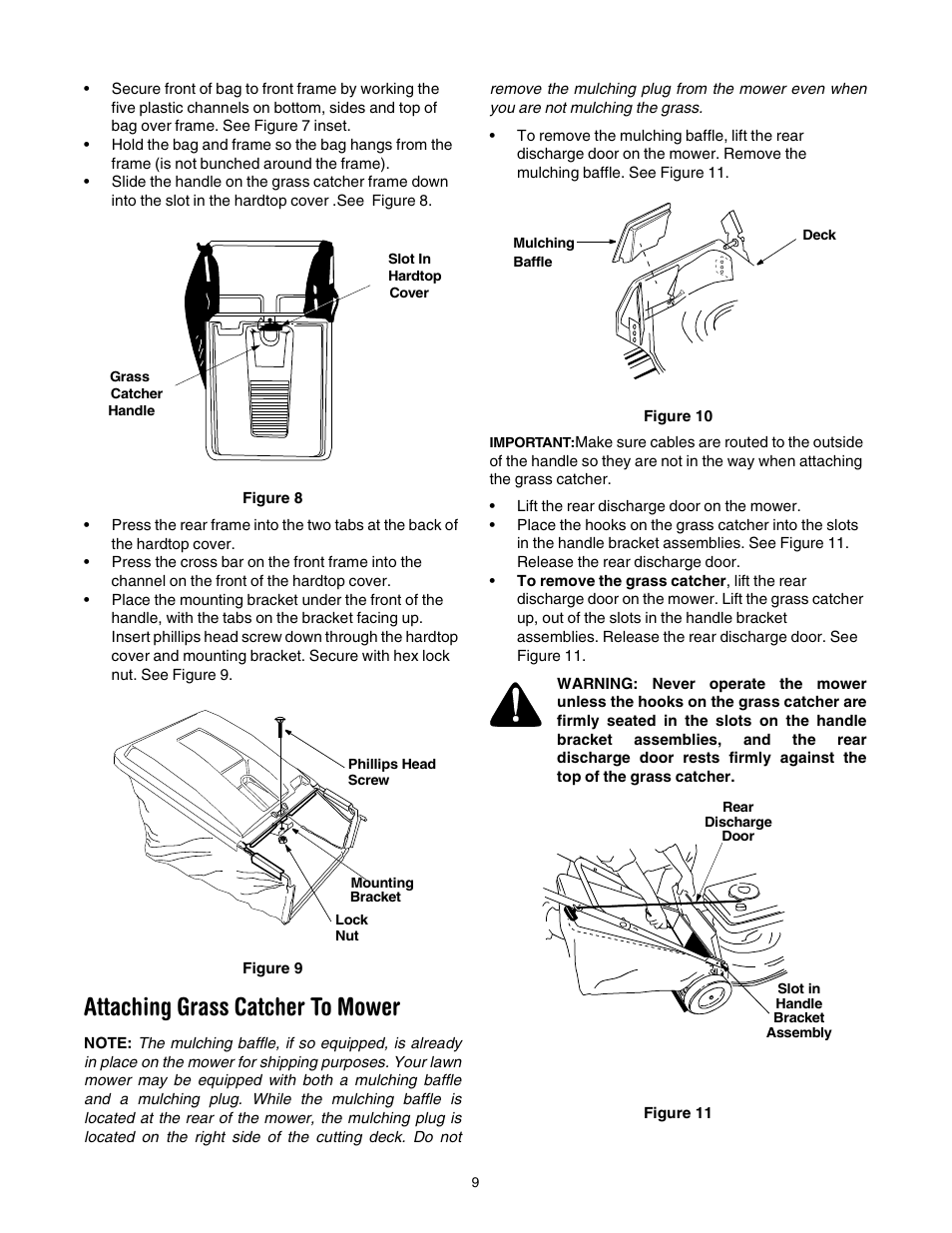 Attaching grass catcher to mower | Yard Machines 430 User Manual | Page 9 / 20