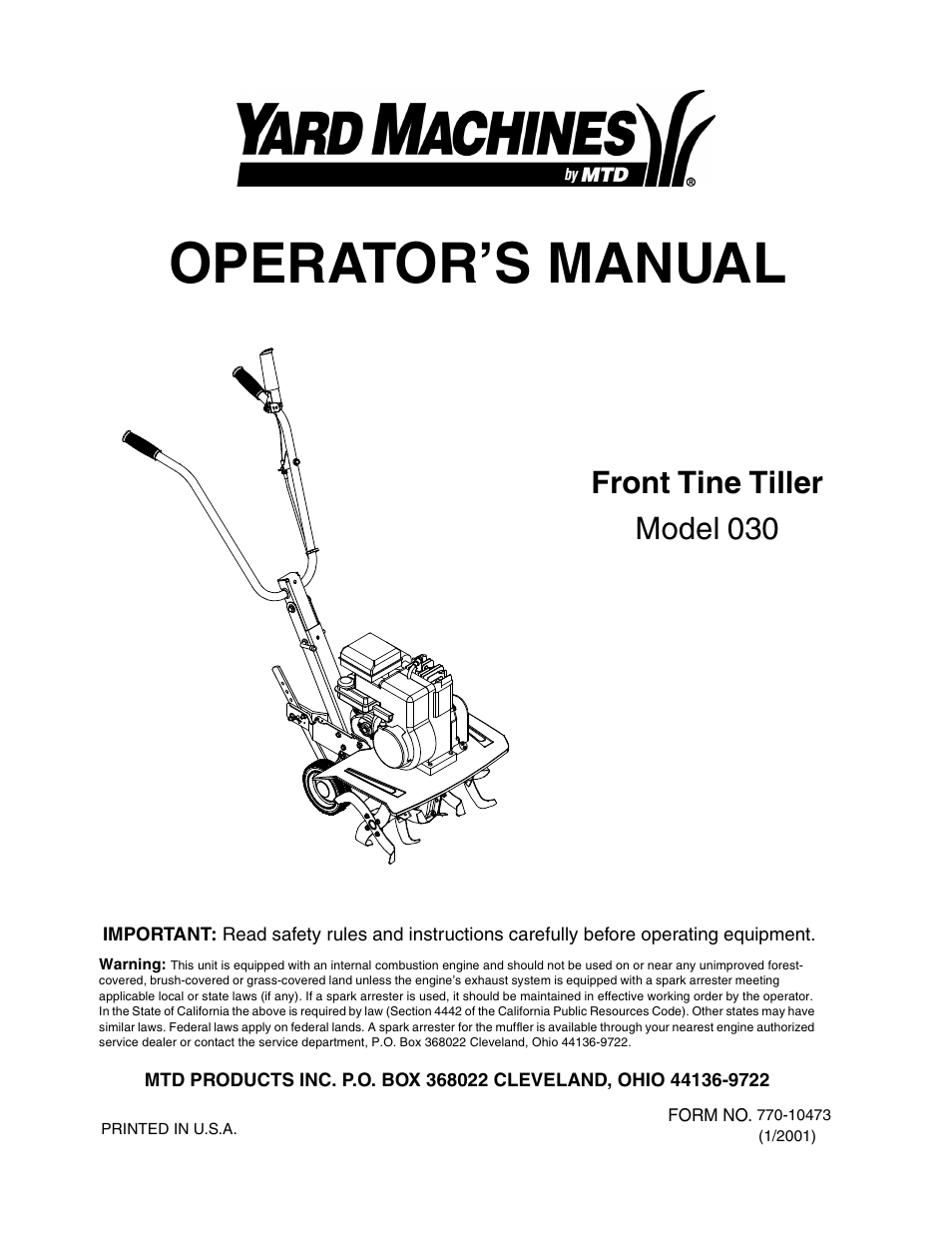 Yard Machines 30 User Manual | 16 pages