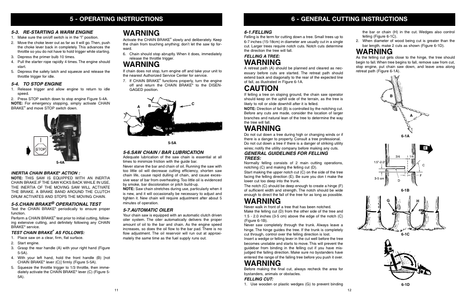 Warning, Caution, 5 - operating instructions | 6 - general cutting instructions | Yard Machines MTD1840AVCC User Manual | Page 12 / 72