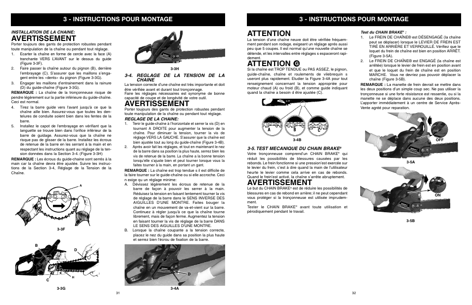 Attention, Avertissement, 3 - instructions pour montage | Yard Machines MTD1840AVCC User Manual | Page 33 / 72