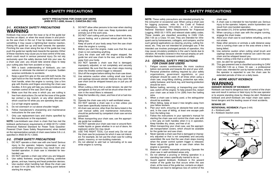 Warning, 2 - safety precautions | Yard Machines MTD1840AVCC User Manual | Page 4 / 72