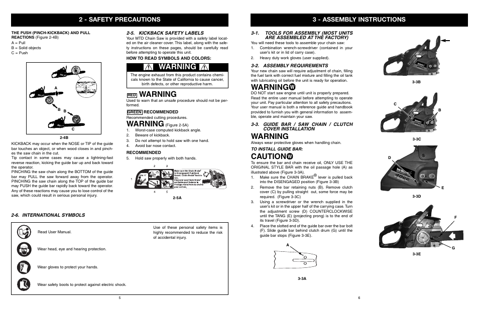 Warning, Caution, 3 - assembly instructions | 2 - safety precautions | Yard Machines MTD1840AVCC User Manual | Page 7 / 72
