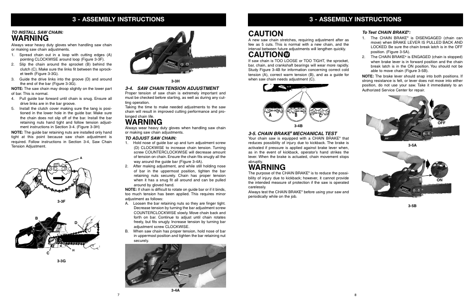 Warning, Caution, 3 - assembly instructions | Yard Machines MTD1840AVCC User Manual | Page 8 / 72