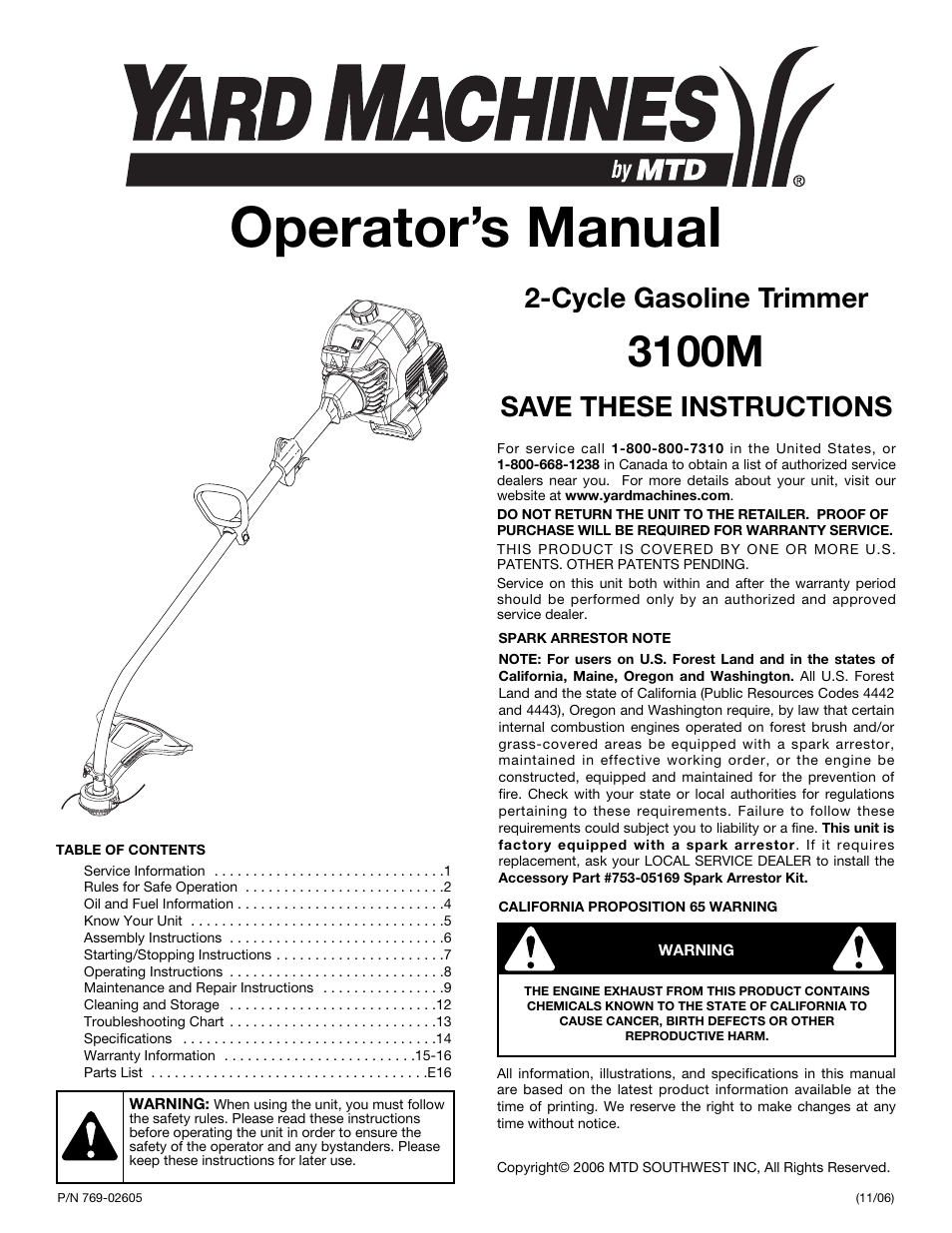Yard Machines 3100M User Manual | 52 pages