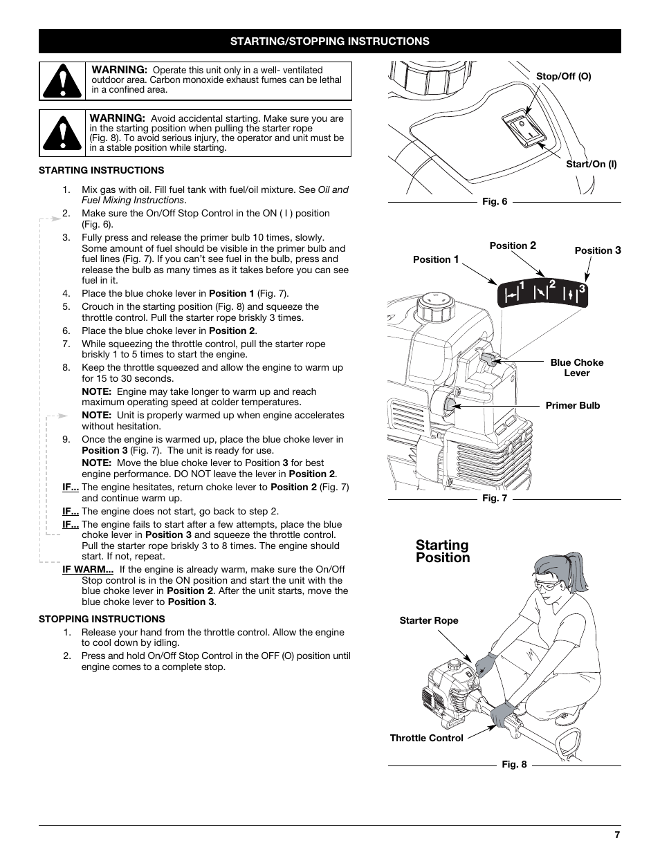 Starting position | Yard Machines 3100M User Manual | Page 7 / 52