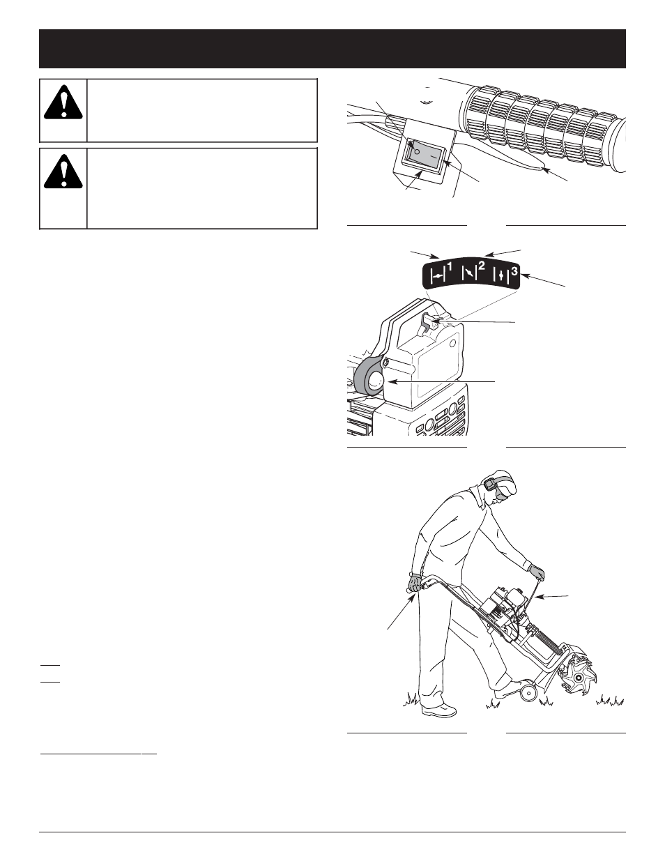 Advertencia, Instrucciones de arranque y apagado | Yard Machines 769-01401 User Manual | Page 49 / 64