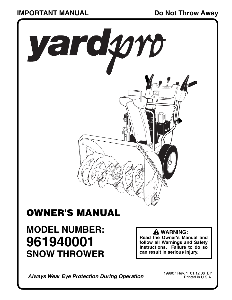 Yard Machines yardpro 961940001 User Manual | 20 pages