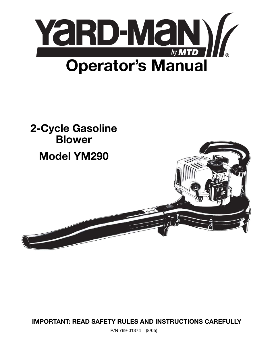 Yard Machines YM290 User Manual | 56 pages