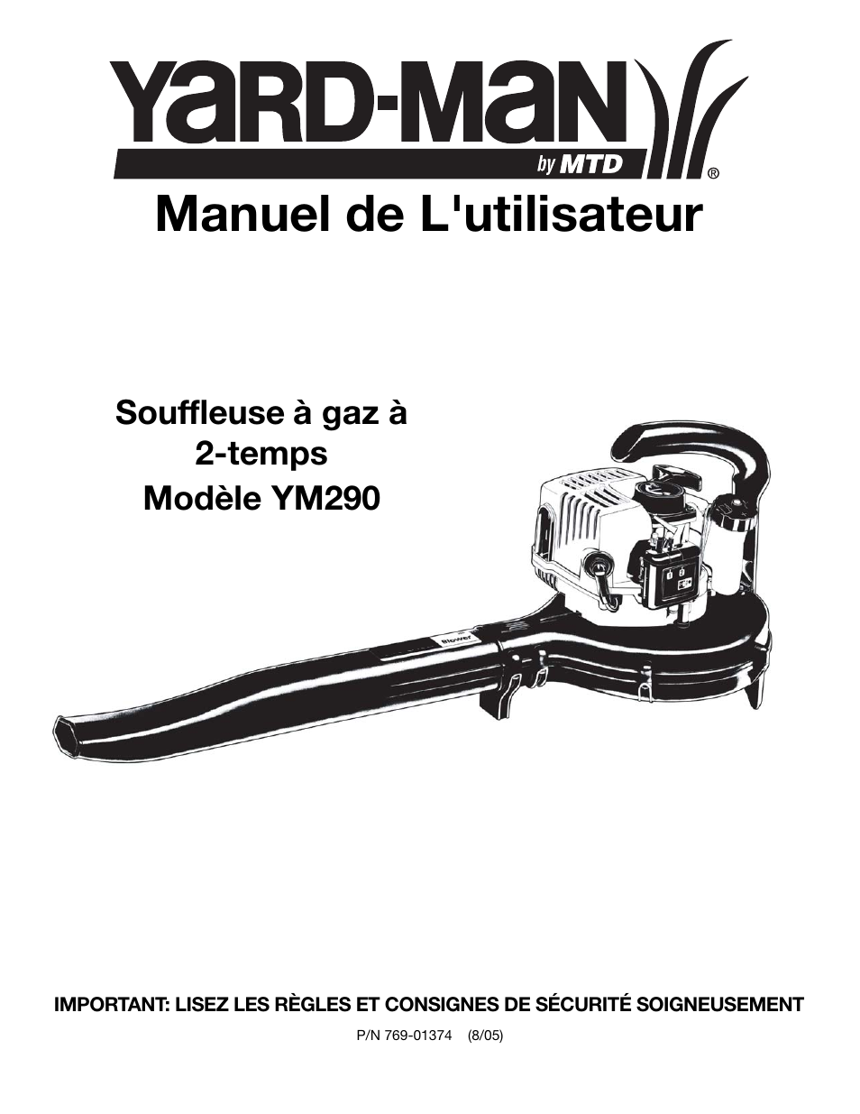 Manuel de l'utilisateur | Yard Machines YM290 User Manual | Page 19 / 56