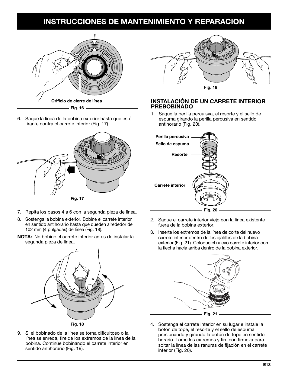 Instrucciones de mantenimiento y reparacion | Yard Machines YM137 User Manual | Page 49 / 56