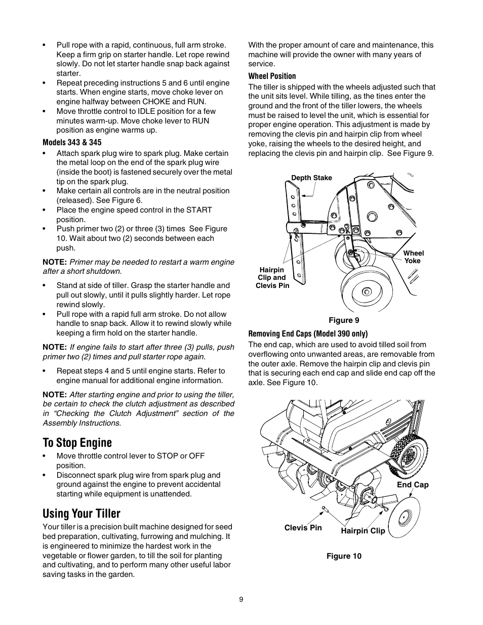 Using your tiller | Yard Machines 390 User Manual | Page 9 / 24