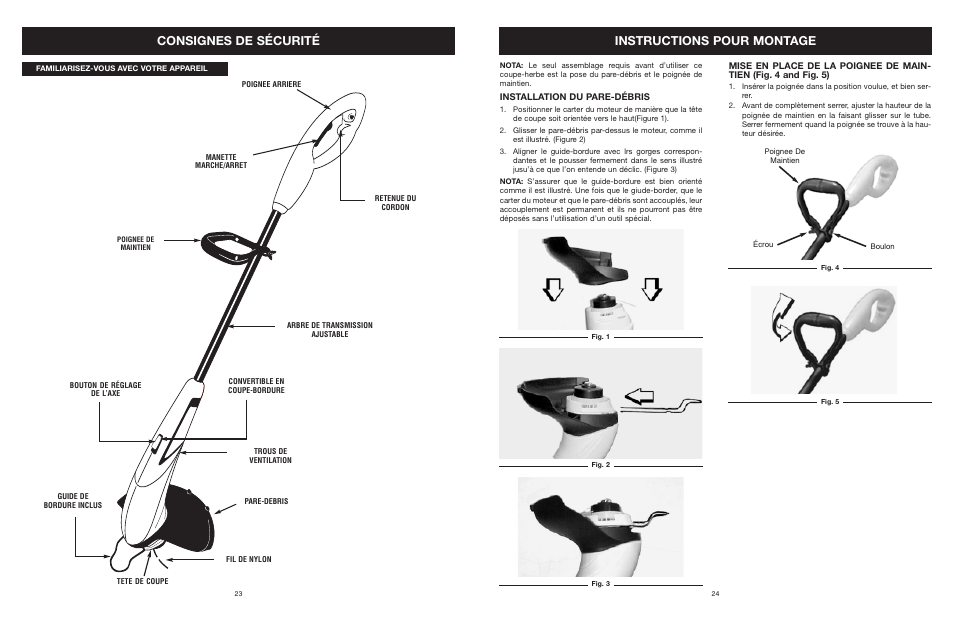 Consignes de sécurité, Instructions pour montage | Yard Machines MTD27P User Manual | Page 24 / 52