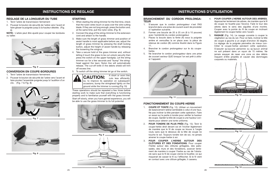 Caution, Instructions de reglage, Instructions d’utilisation | Yard Machines MTD27P User Manual | Page 27 / 52