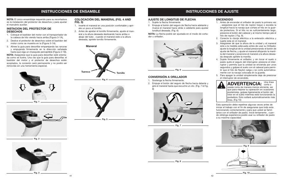 Advertencia, Instrucciones de ensamble, Instrucciones de ajuste | Yard Machines MTD27P User Manual | Page 42 / 52