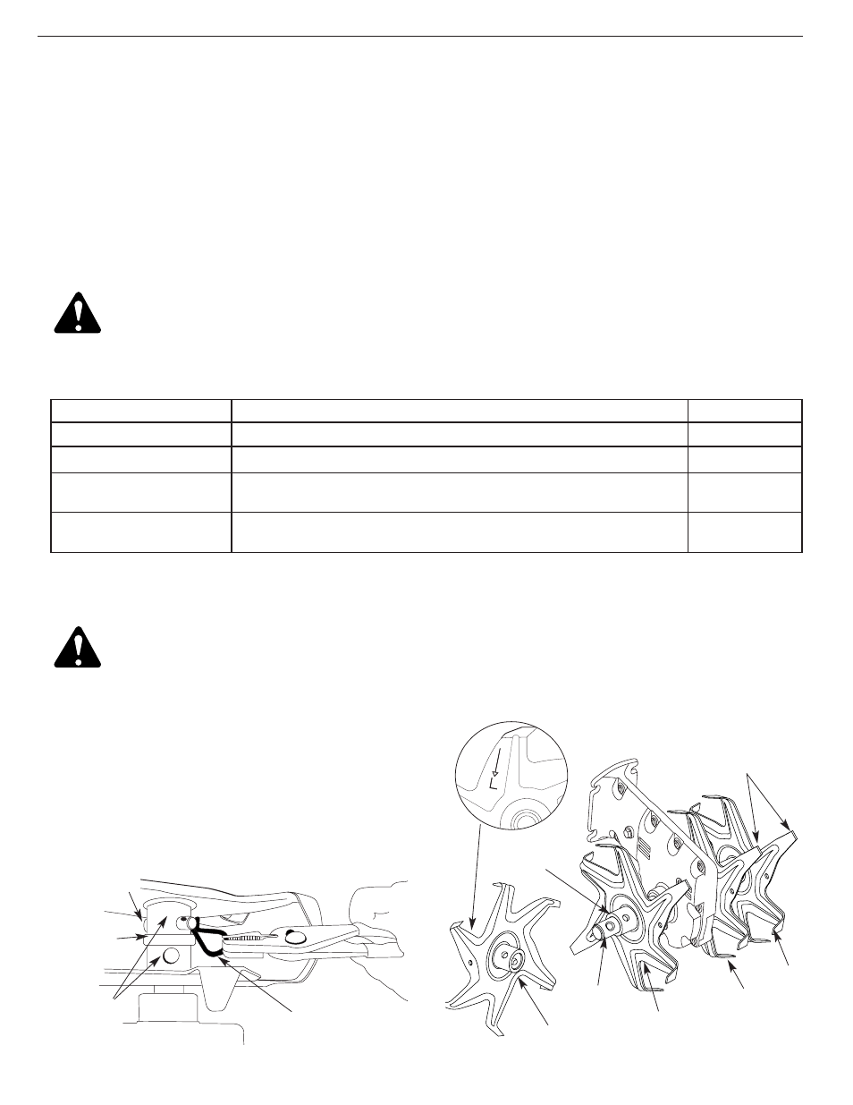 Programa de mantenimiento, Remocion y reposicion de las puas | Yard Machines 2- Cycle Gas Cultivator User Manual | Page 57 / 68