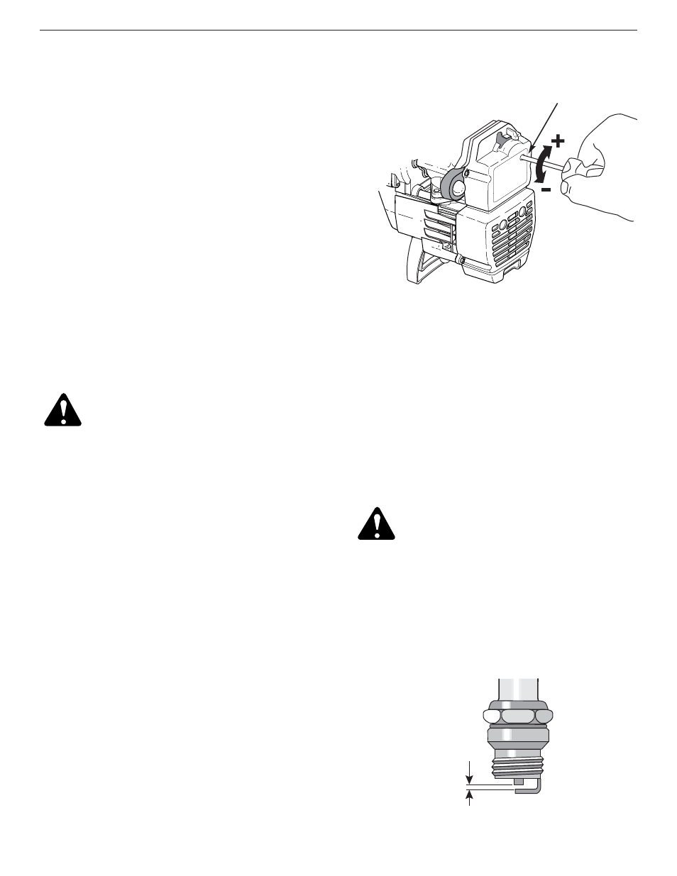 Cambio de la bujia de encendido, Ajuste del carburador | Yard Machines 2- Cycle Gas Cultivator User Manual | Page 60 / 68