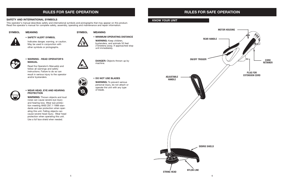 Rules for safe operatioin | Yard Machines MTD308P User Manual | Page 6 / 42