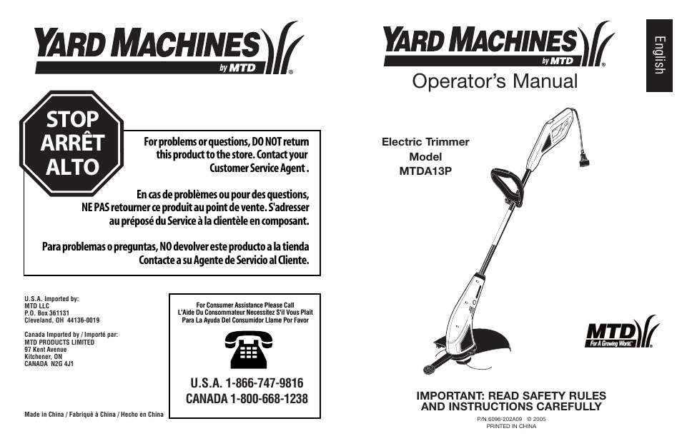 Yard Machines MTDA13P User Manual | 52 pages