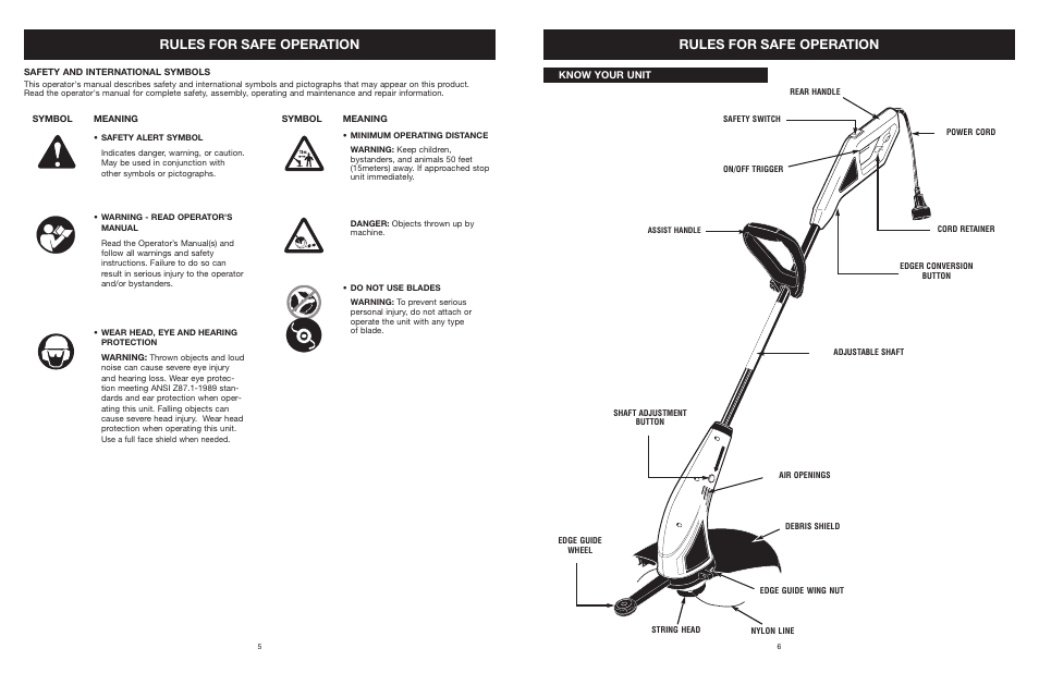 Rules for safe operation | Yard Machines MTDA13P User Manual | Page 6 / 52