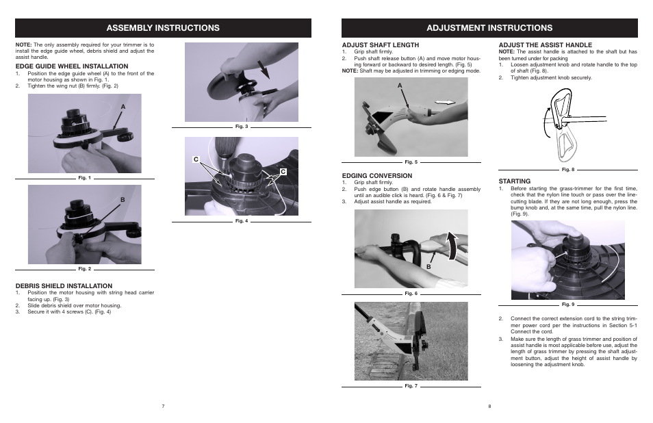 Assembly instructions, Adjustment instructions | Yard Machines MTDA13P User Manual | Page 9 / 52