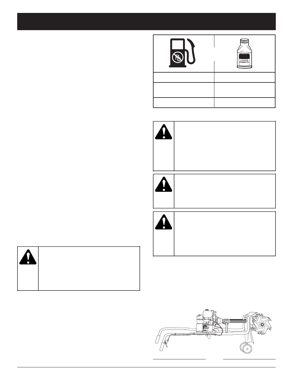 Avertissement, Mise en garde, Informations sur l'huile et le carburant | Yard Machines 769-00872A User Manual | Page 28 / 64