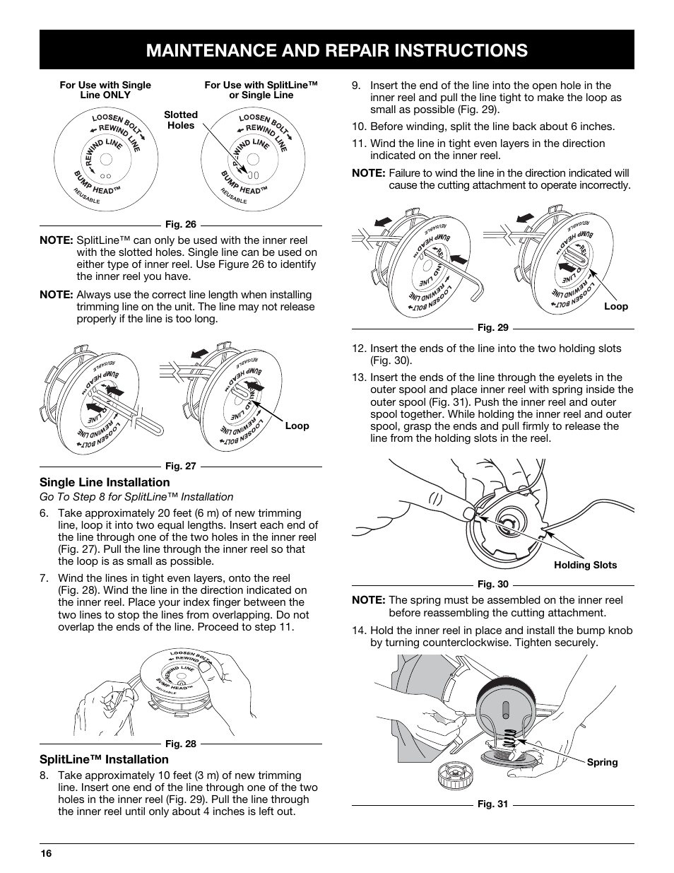 Maintenance and repair instructions | Yard Machines LT31CSH User Manual | Page 16 / 24
