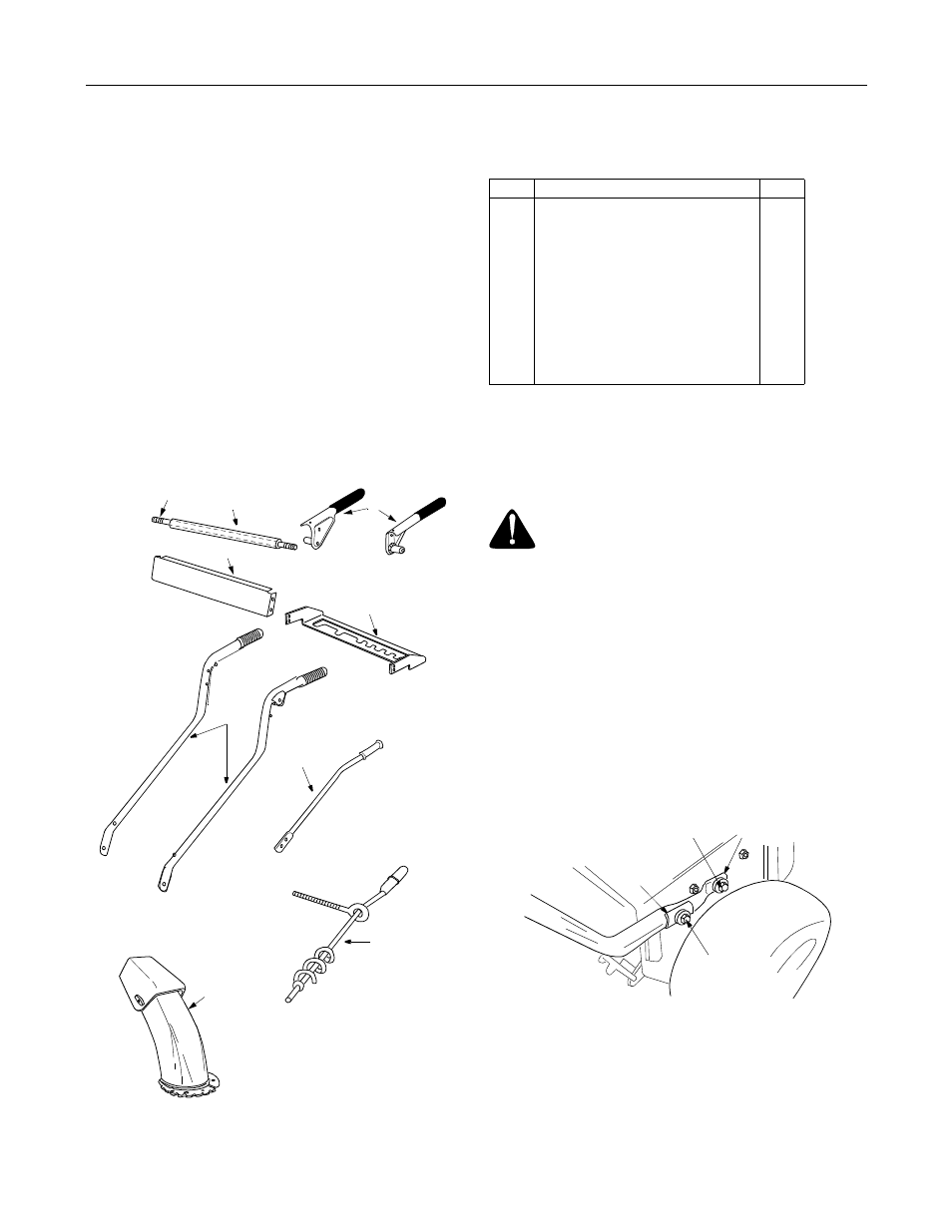 Unpacking, Loose parts in carton, Tools required | Before assembly, Attaching handles | Yard Machines 611 User Manual | Page 6 / 28