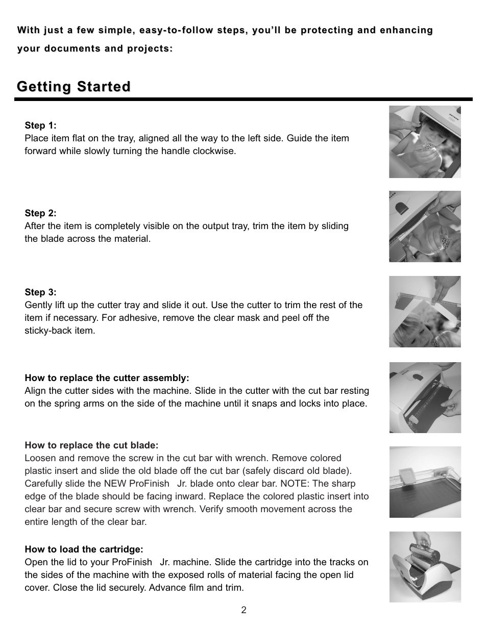 Getting started | Xyron ProFinishTM Jr. User Manual | Page 3 / 5