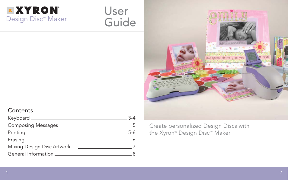 User guide, Design disc, Maker | Xyron FPO User Manual | Page 2 / 6