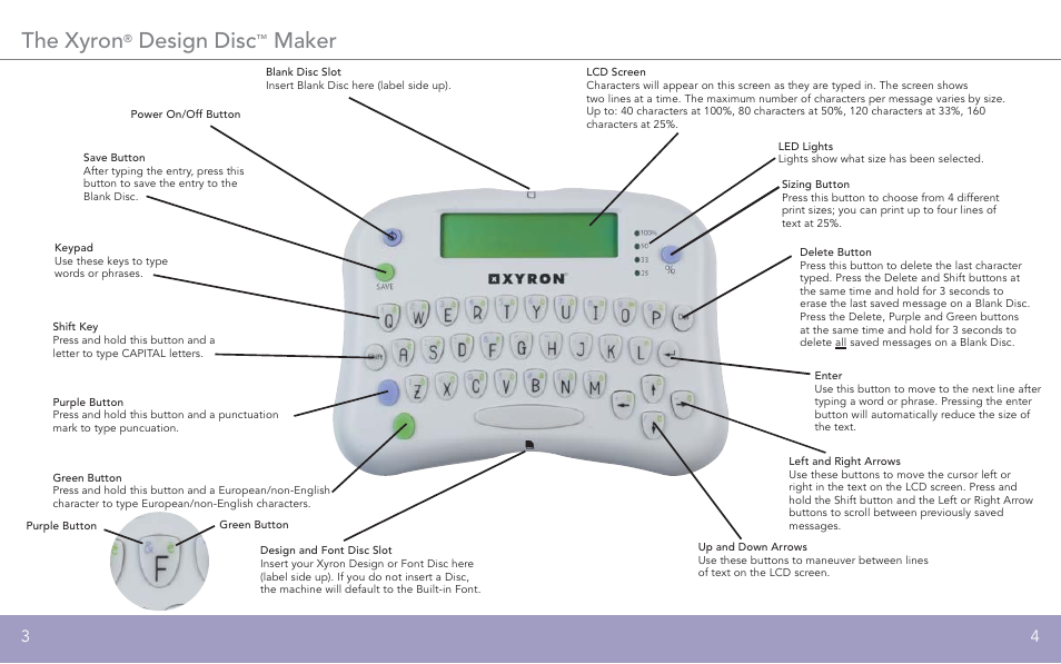 The xyron, Design disc, Maker | Xyron FPO User Manual | Page 3 / 6