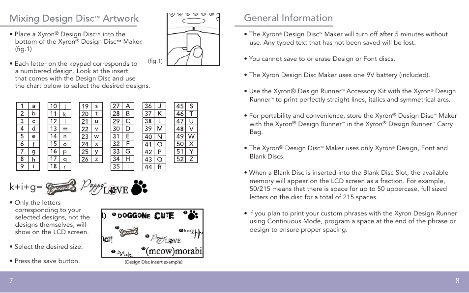 K+i+g, General information | Xyron FPO User Manual | Page 5 / 6
